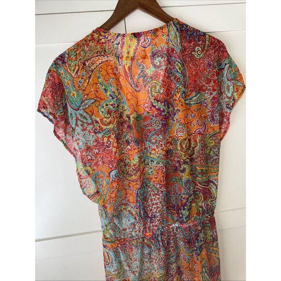 RALPH LAUREN 🌸 SHEER BOLD PRINT / BLOUSE / COVER UP - Picture 11 of 16